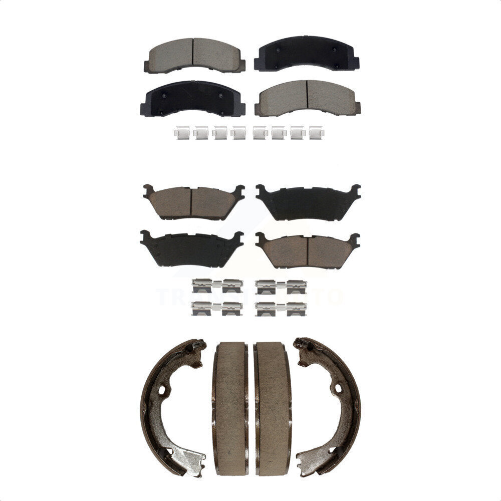 Ceramic Brake Pads And Parking Shoes Front Rear Kit For Ford F-150