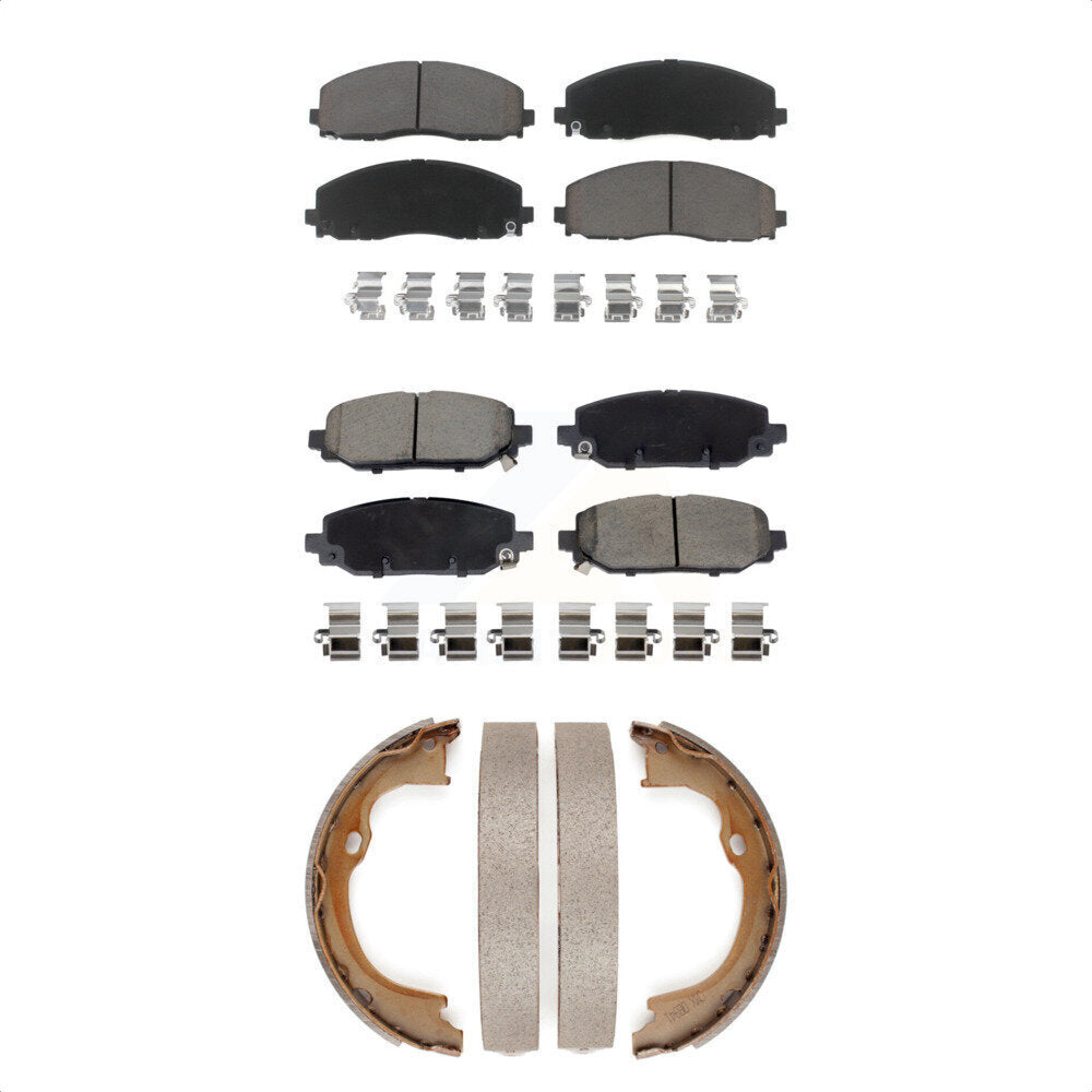 Ceramic Brake Pads And Parking Shoes Front Rear Kit For Jeep Wrangler