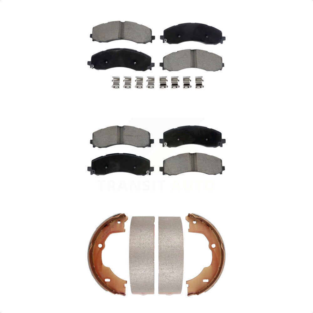 Ceramic Brake Pads And Parking Shoes Front Rear Kit For Ram 3500