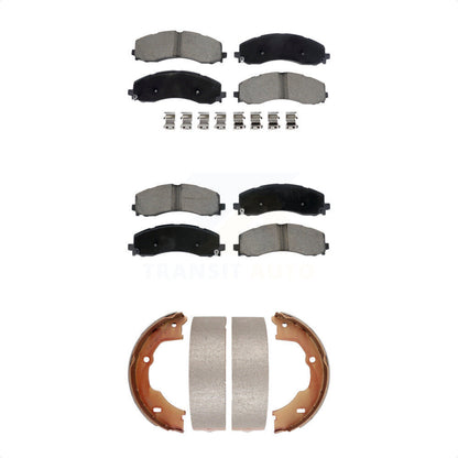 Ceramic Brake Pads And Parking Shoes Front Rear Kit For Ram 3500