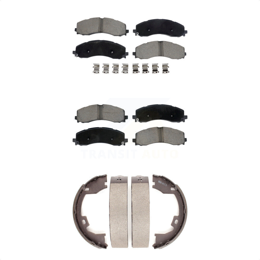 Ceramic Brake Pads And Parking Shoes Front Rear Kit For Ram 2500 3500