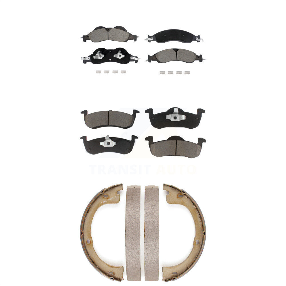 Ceramic Brake Pads And Parking Shoes Front Rear Kit For Ford Expedition Lincoln