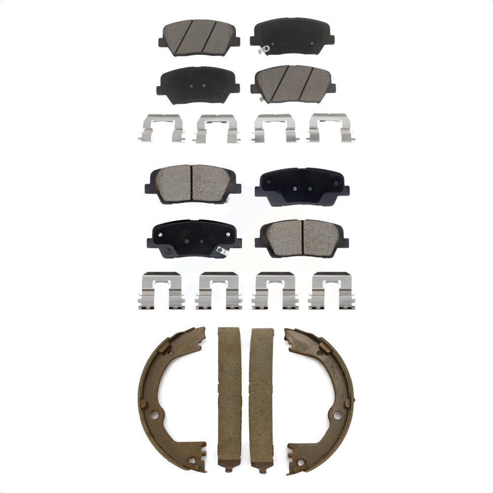 Ceramic Brake Pads & Parking Shoes Front Rear Kit For Hyundai Santa Fe Sport Kia