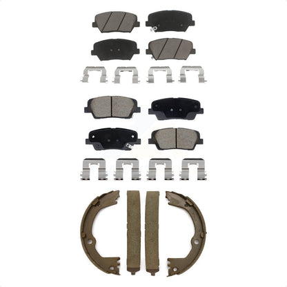 Ceramic Brake Pads & Parking Shoes Front Rear Kit For Hyundai Santa Fe Sport Kia