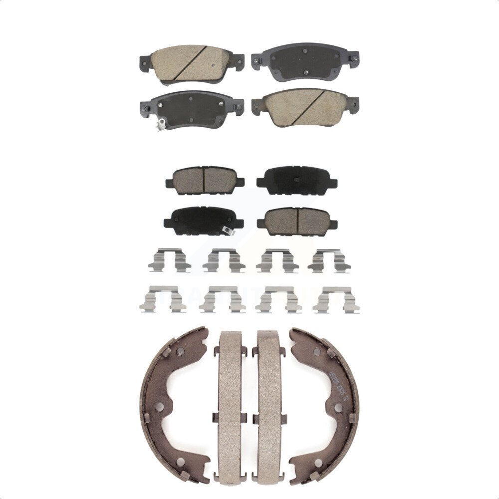 Ceramic Brake Pads And Parking Shoes Front Rear Kit For INFINITI G35 Q60