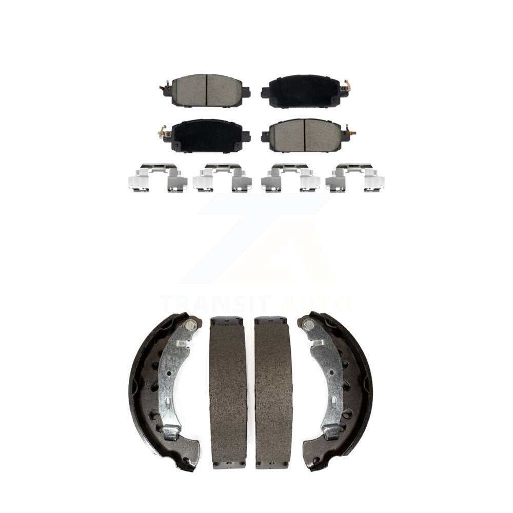 Ceramic Brake Pads And Drum Shoes Front Rear Kit For 2020-2023 Nissan Sentra
