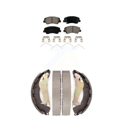Ceramic Brake Pads And Drum Shoes Front Rear Kit For Kia Rio Hyundai Accent