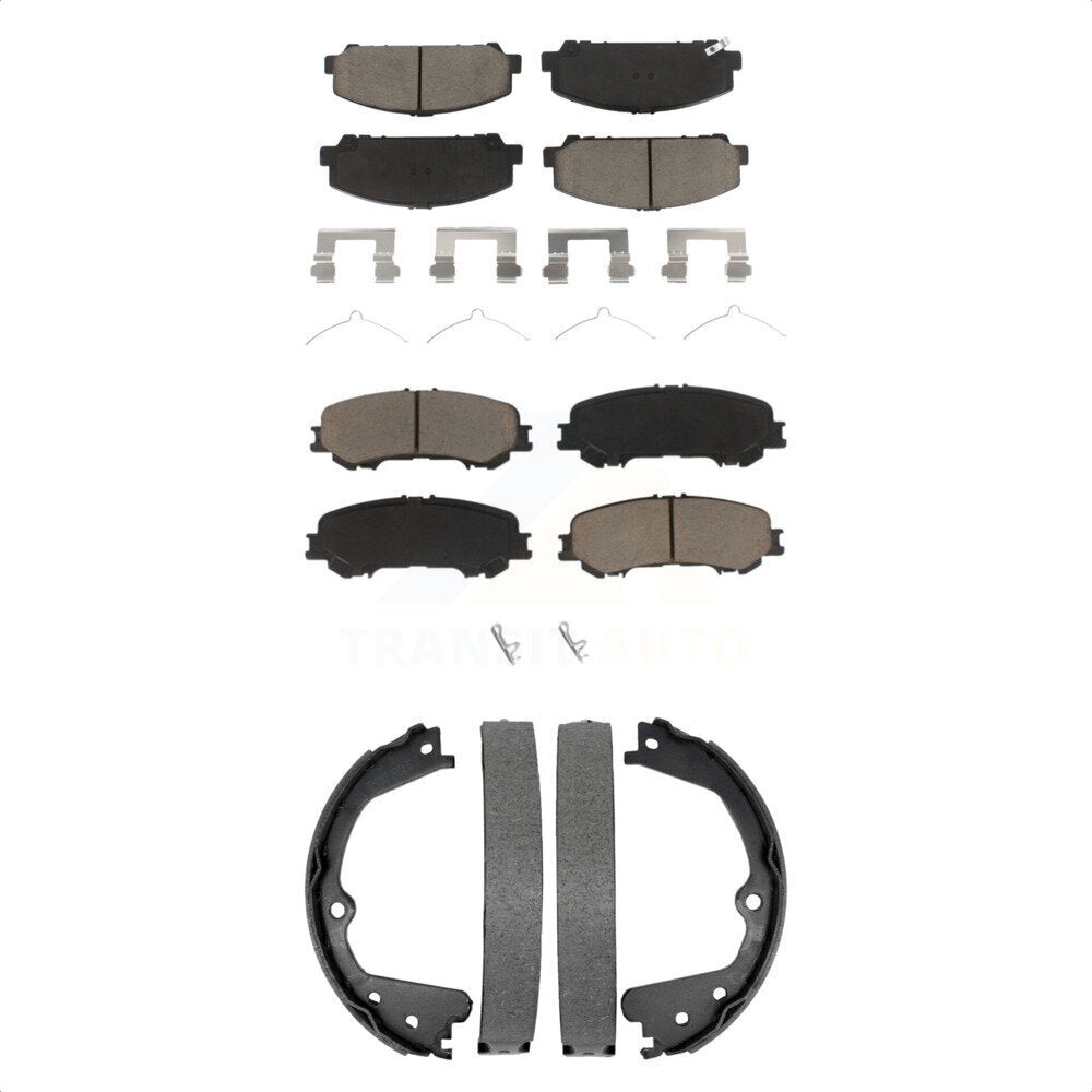 Ceramic Brake Pads And Parking Shoes Front Rear Kit For 2017-2023 Nissan TITAN