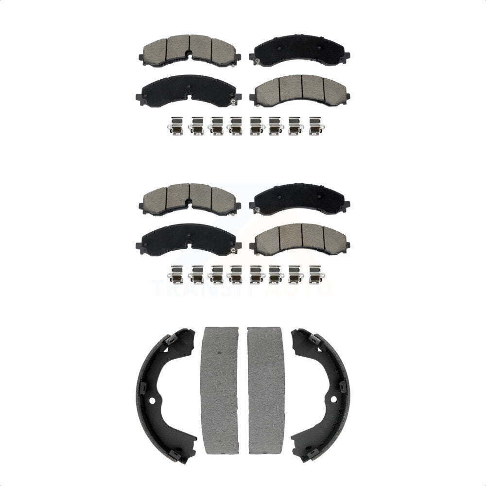 Ceramic Brake Pads Parking Shoes Front Rear Kit For GMC Chevrolet Sierra 2500 HD