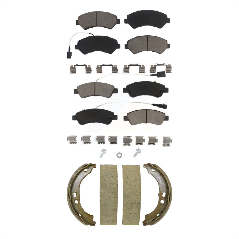 Ceramic Brake Pads Parking Shoes Front Rear Kit For Ram ProMaster 2500 3500 1500