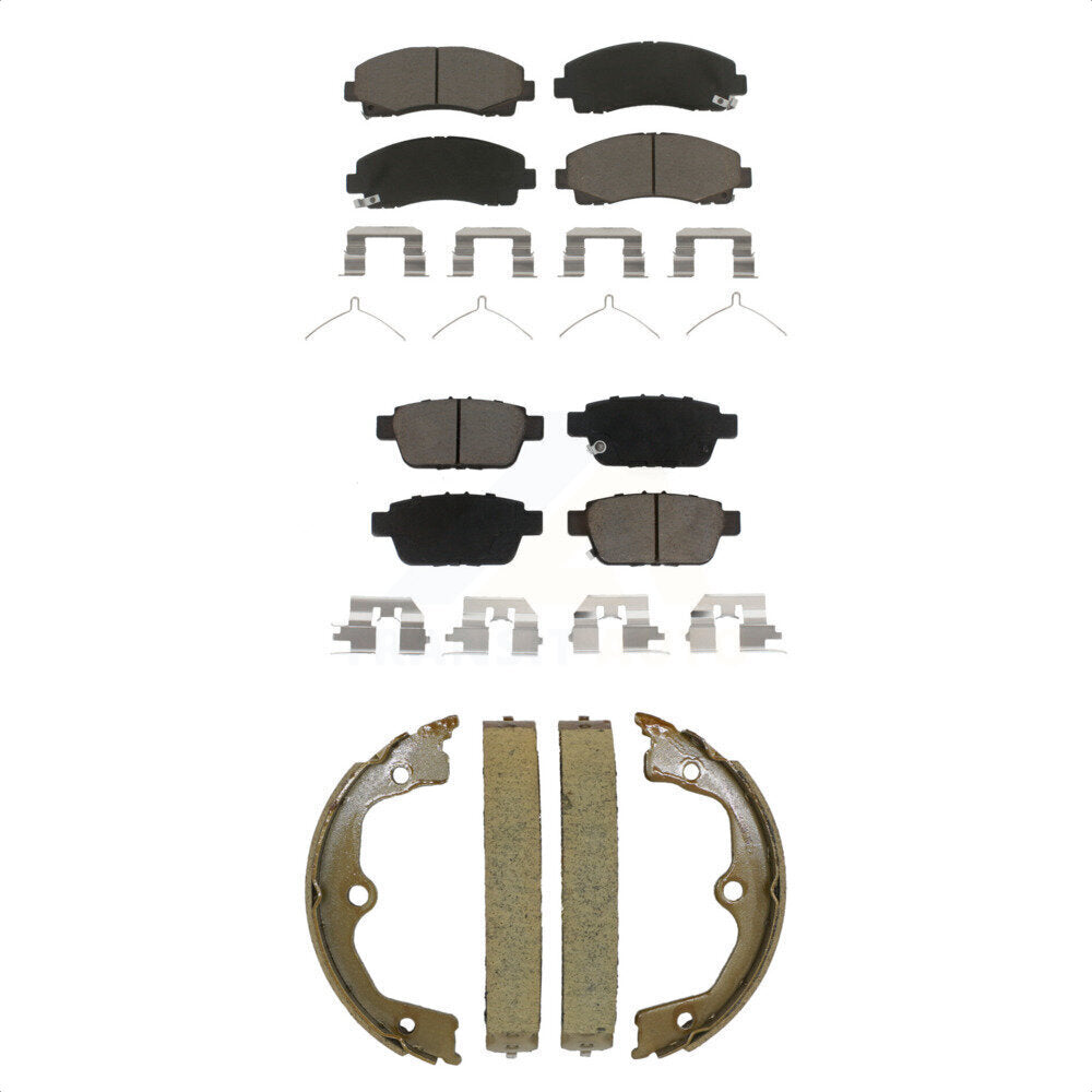 Ceramic Brake Pads And Parking Shoes Front Rear Kit For 2009-2014 Acura TL