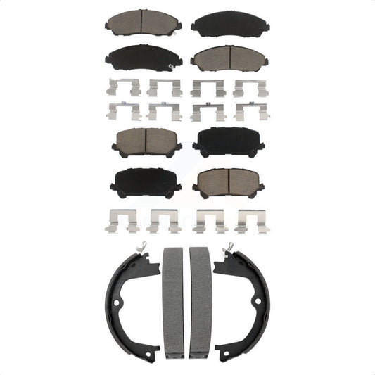 Ceramic Brake Pads & Parking Shoe Front Rear Kit For Honda Pilot Ridgeline Acura