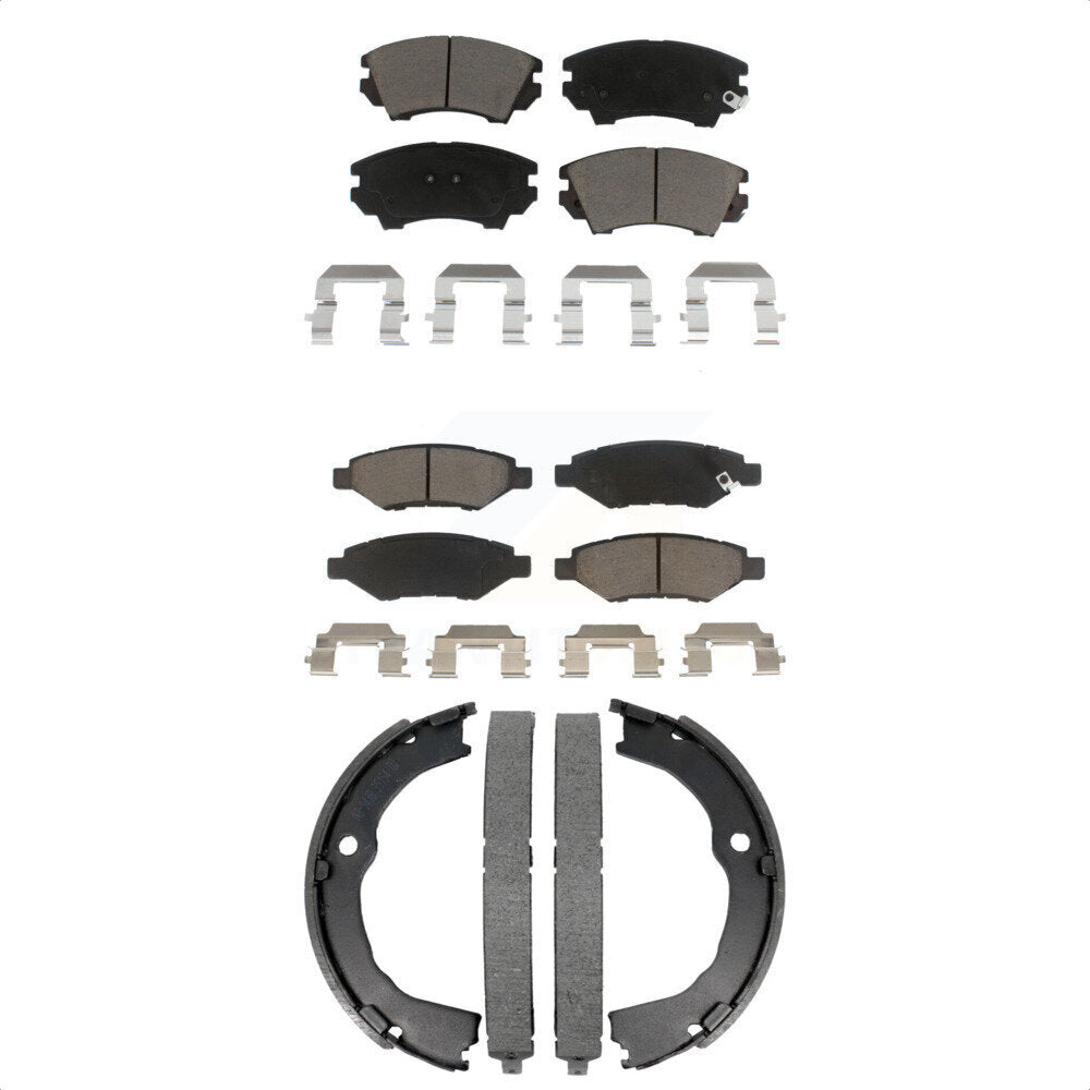 Ceramic Brake Pads Parking Shoes Front Rear Kit For 10-15 Chevrolet Camaro LT LS