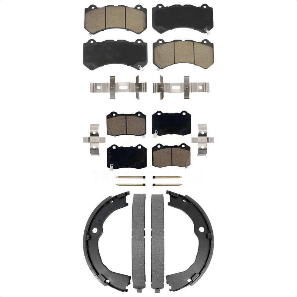 Ceramic Brake Pads Parking Shoe Front Rear Kit For Chevrolet Camaro Cadillac CTS