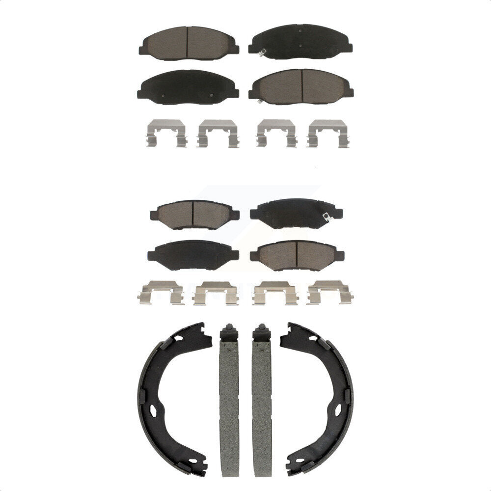 Ceramic Brake Pads And Parking Shoes Front Rear Kit For Cadillac CTS