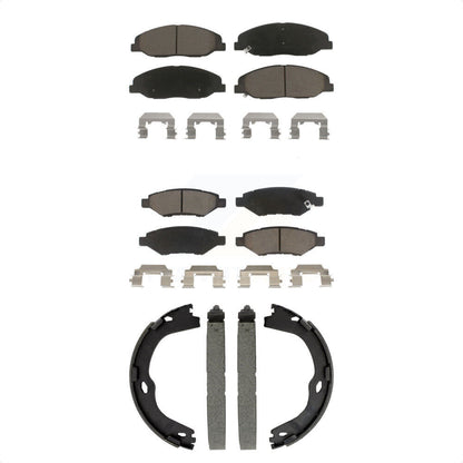 Ceramic Brake Pads And Parking Shoes Front Rear Kit For Cadillac CTS