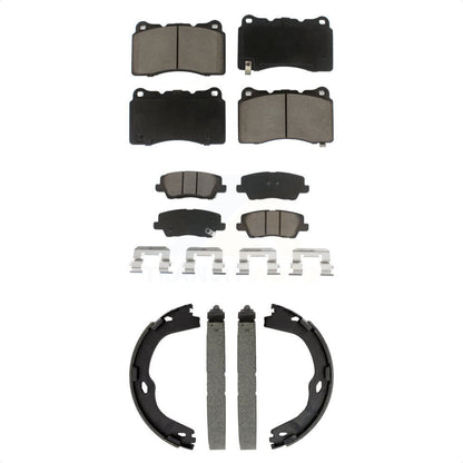 Ceramic Brake Pads And Parking Shoes Front Rear Kit For Cadillac ATS CTS