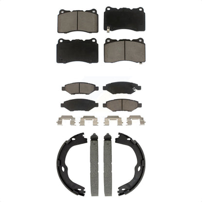 Ceramic Brake Pads And Parking Shoes Front Rear Kit For Cadillac CTS