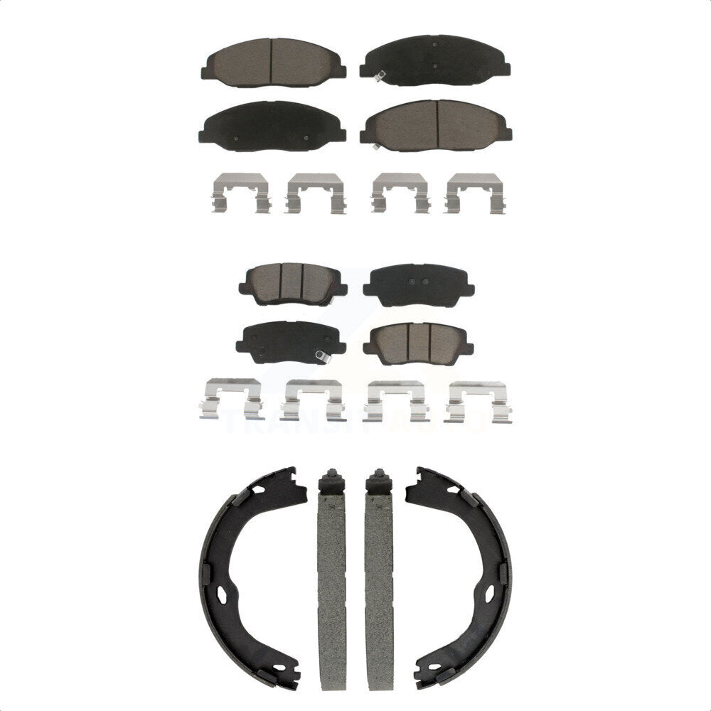 Ceramic Brake Pads And Parking Shoes Front Rear Kit For Cadillac CTS