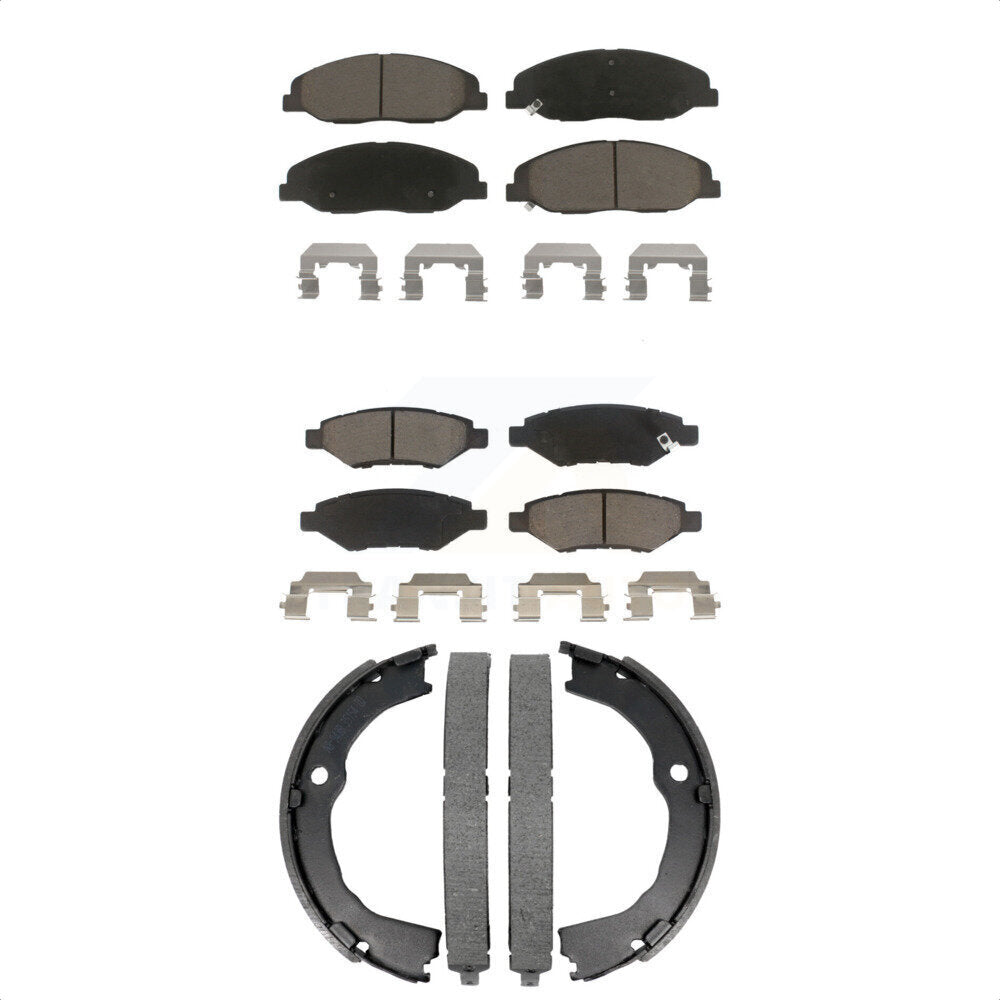 Ceramic Brake Pads And Parking Shoes Front Rear Kit For Cadillac CTS