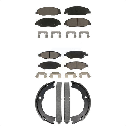 Ceramic Brake Pads And Parking Shoes Front Rear Kit For Cadillac CTS