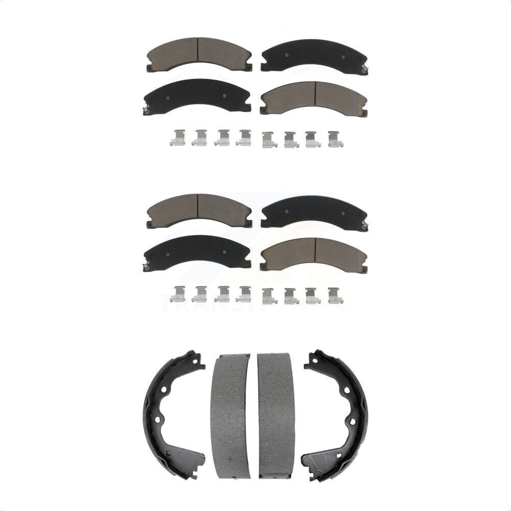 Ceramic Brake Pads Parking Shoes Front Rear Kit For GMC Chevrolet Sierra 2500 HD