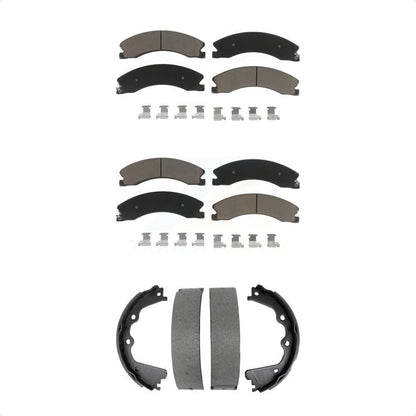 Ceramic Brake Pads Parking Shoes Front Rear Kit For GMC Chevrolet Sierra 2500 HD
