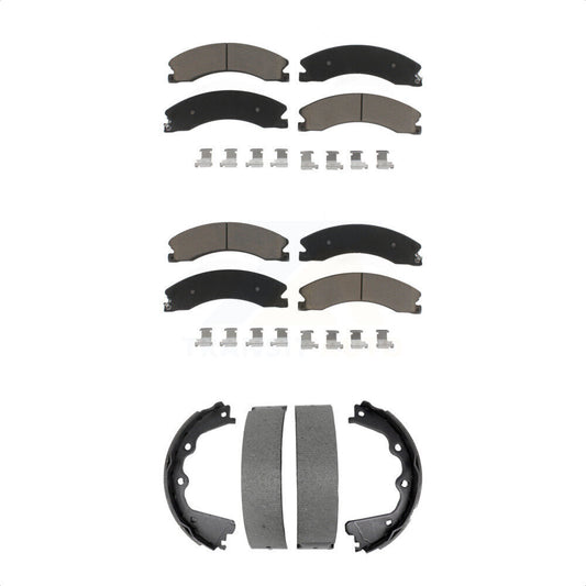 Ceramic Brake Pads Parking Shoes Front Rear Kit For GMC Chevrolet Sierra 2500 HD