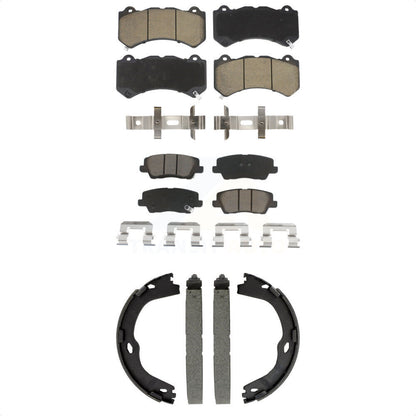 Ceramic Brake Pads And Parking Shoes Front Rear Kit For Cadillac CTS