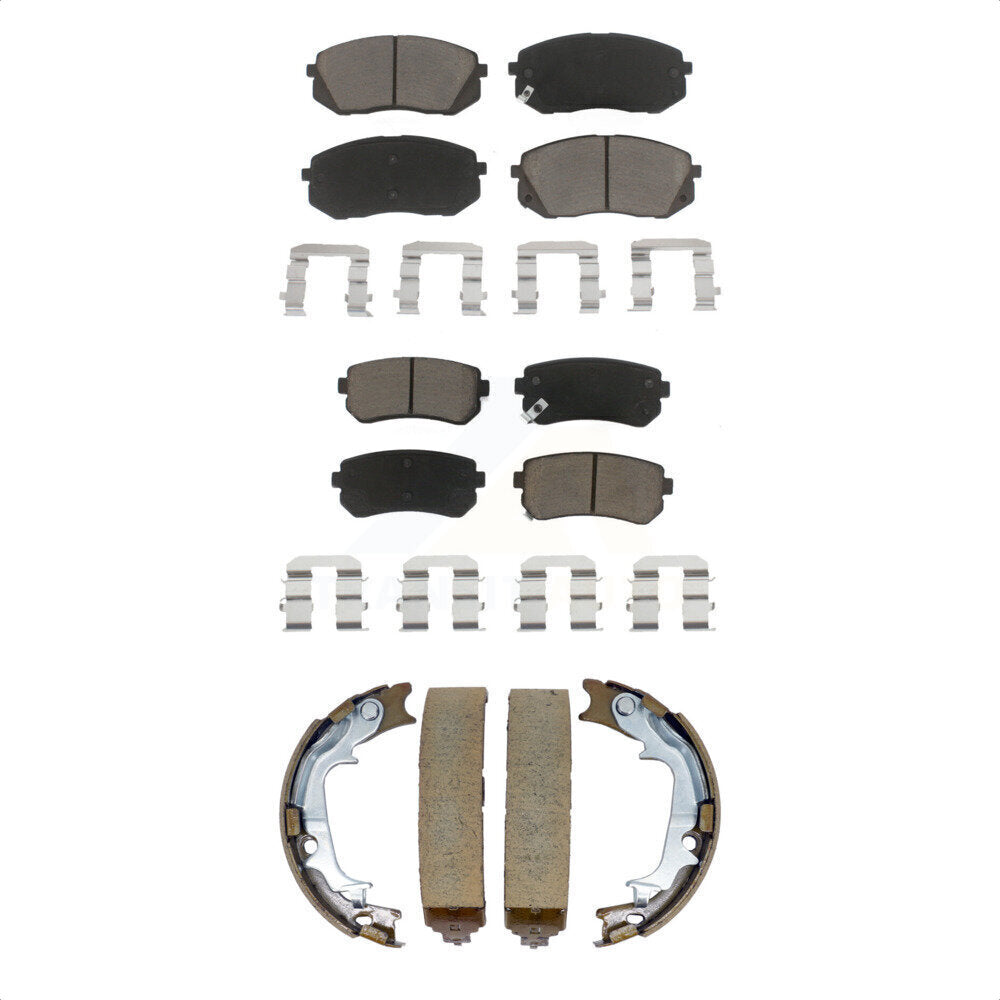 Ceramic Brake Pads & Parking Shoe Front Rear Kit For Hyundai Tucson Kia Sportage