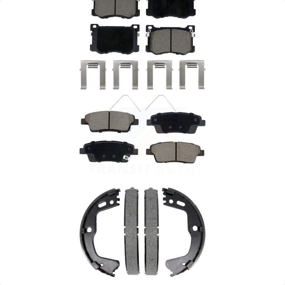 Ceramic Brake Pads & Parking Shoe Front Rear Kit For 18-20 Genesis G80 3.8L 5.0L