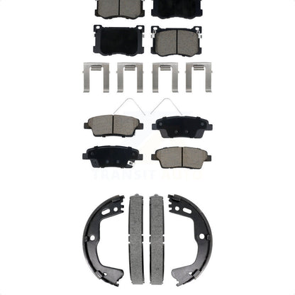 Ceramic Brake Pads & Parking Shoe Front Rear Kit For 18-20 Genesis G80 3.8L 5.0L