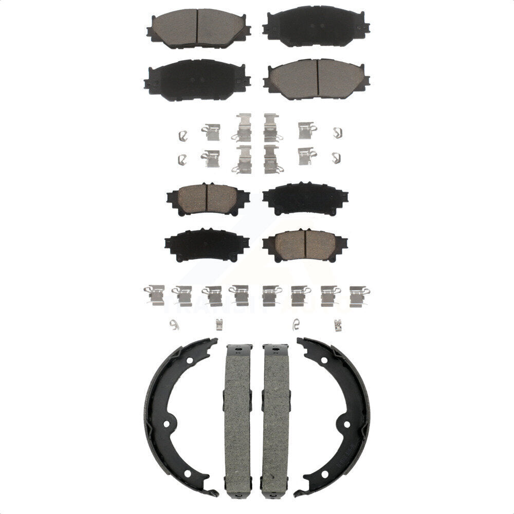 Ceramic Brake Pads And Parking Shoe Front Rear Kit For Lexus IS250 Base with RWD