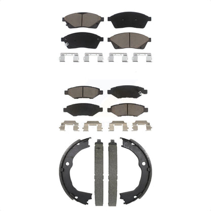 Ceramic Brake Pads And Parking Shoes Front Rear Kit For 2010-2016 Cadillac SRX