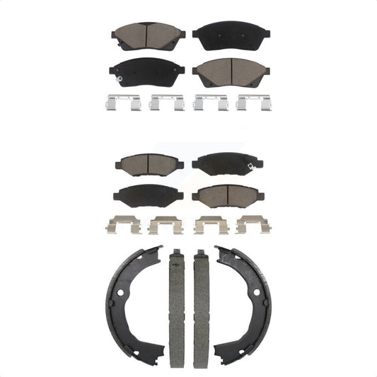 Ceramic Brake Pads And Parking Shoes Front Rear Kit For 2010-2016 Cadillac SRX