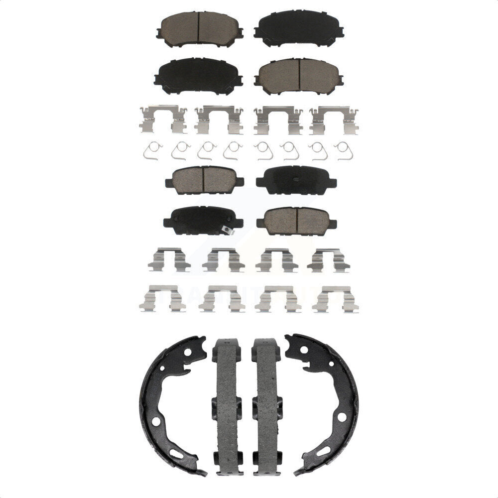 Ceramic Brake Pads & Parking Shoes Front Rear Kit For Nissan Rogue Sport Qashqai