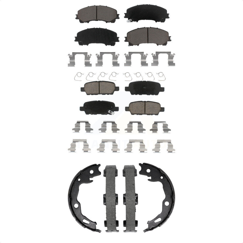 Ceramic Brake Pads And Parking Shoes Front Rear Kit For Nissan Rogue