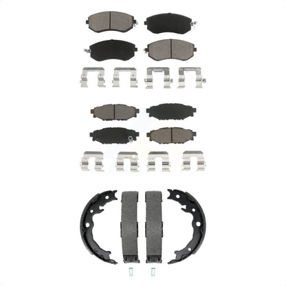 Ceramic Brake Pads & Parking Shoes Front Rear Kit For Subaru Forester Impreza XV