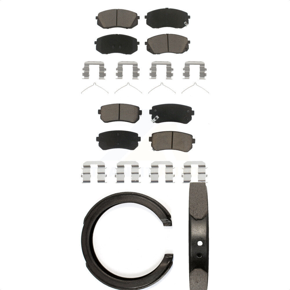 Ceramic Brake Pads Parking Shoes Front Rear Kit For 16 Hyundai Sonata GAS engine