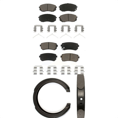 Ceramic Brake Pads Parking Shoes Front Rear Kit For 16 Hyundai Sonata GAS engine