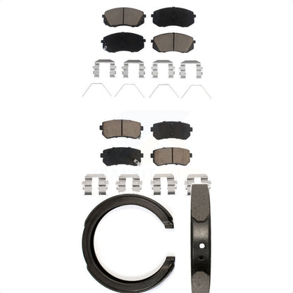 Ceramic Brake Pads And Parking Shoes Front Rear Kit For Kia Optima