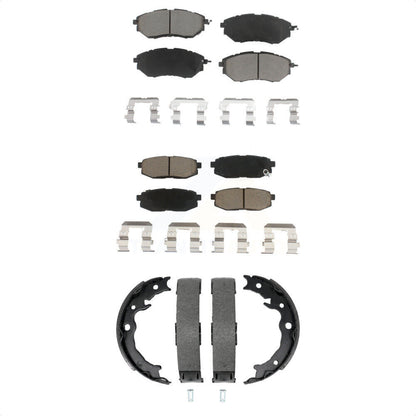 Ceramic Brake Pads & Parking Shoes Front Rear Kit For 14-18 Subaru Forester 2.0L