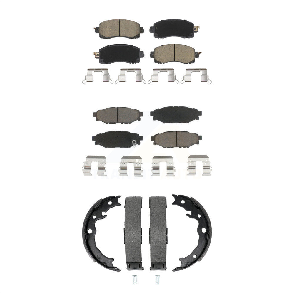 Ceramic Brake Pads And Parking Shoes Front Rear Kit For Subaru Crosstrek Impreza