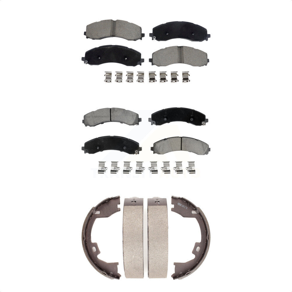Ceramic Brake Pads And Parking Shoes Front Rear Kit For Ram 3500