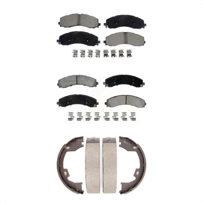 Ceramic Brake Pads And Parking Shoes Front Rear Kit For Ram 3500