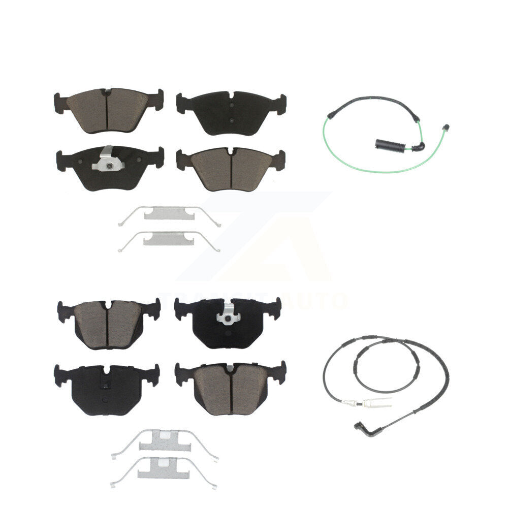 Ceramic Disc Brake Pads And Wear Sensors Front Rear Kit For 2005 BMW 330xi 3.0L