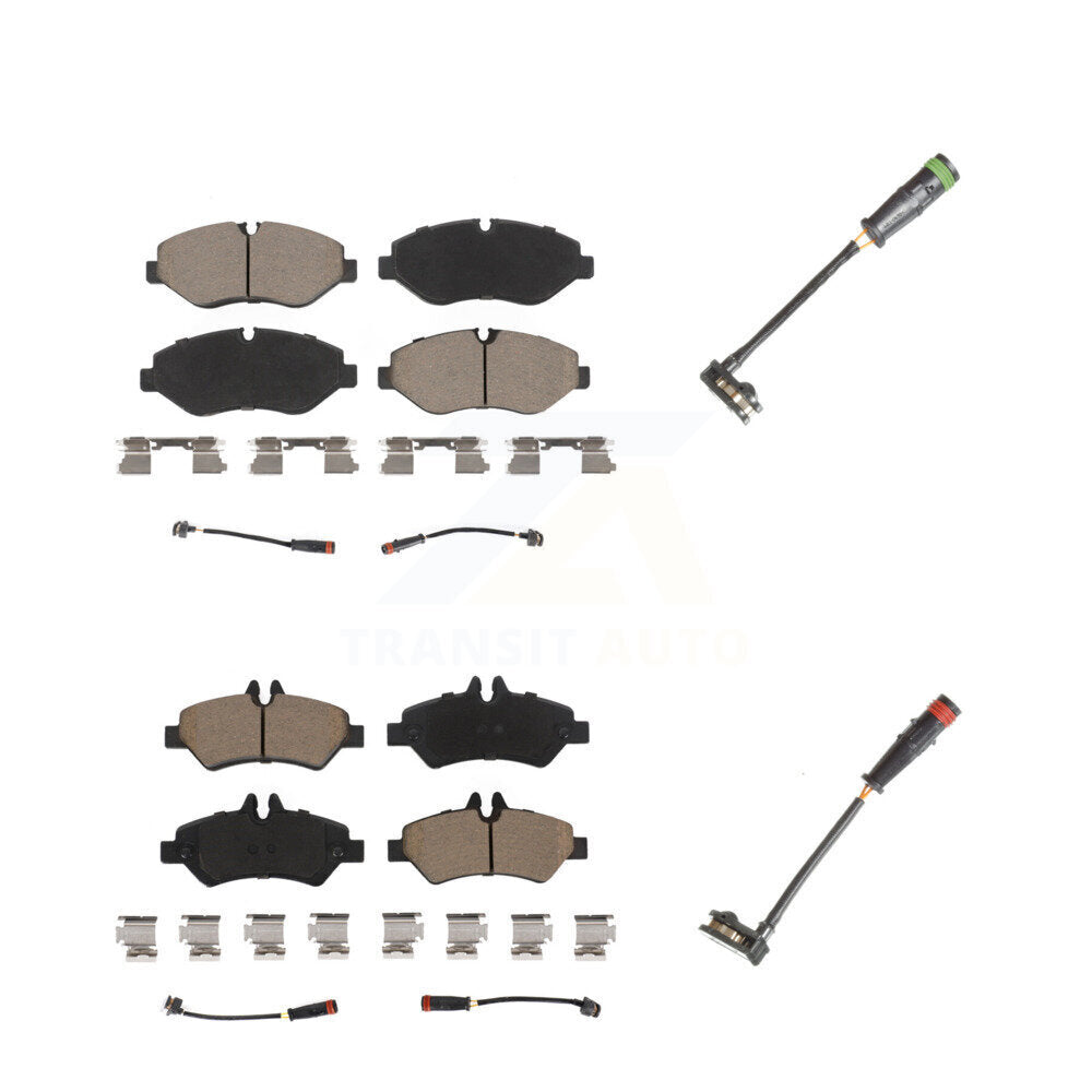 Ceramic Disc Brake Pads Extra Wear Sensor Front Rear Kit For Sprinter 2500 Dodge