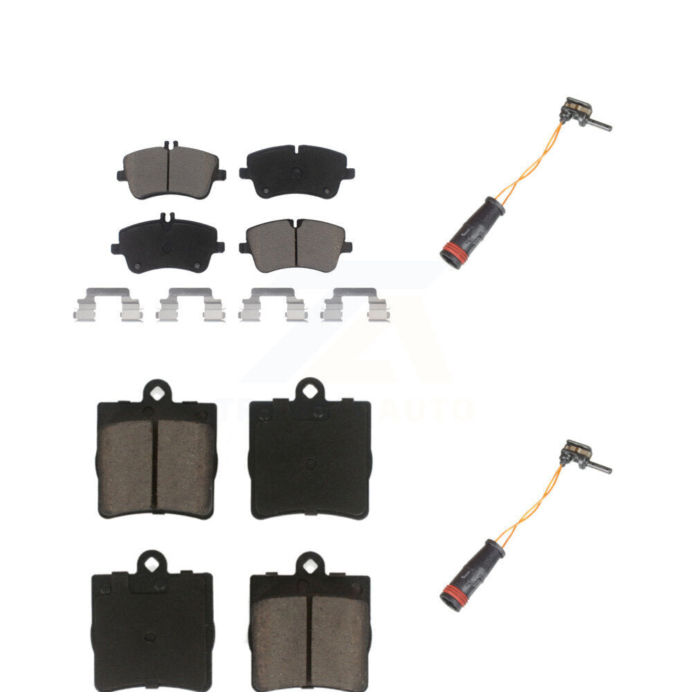 Ceramic Disc Brake Pads & Wear Sensor Front Rear Kit For Mercedes-Benz C230 C240
