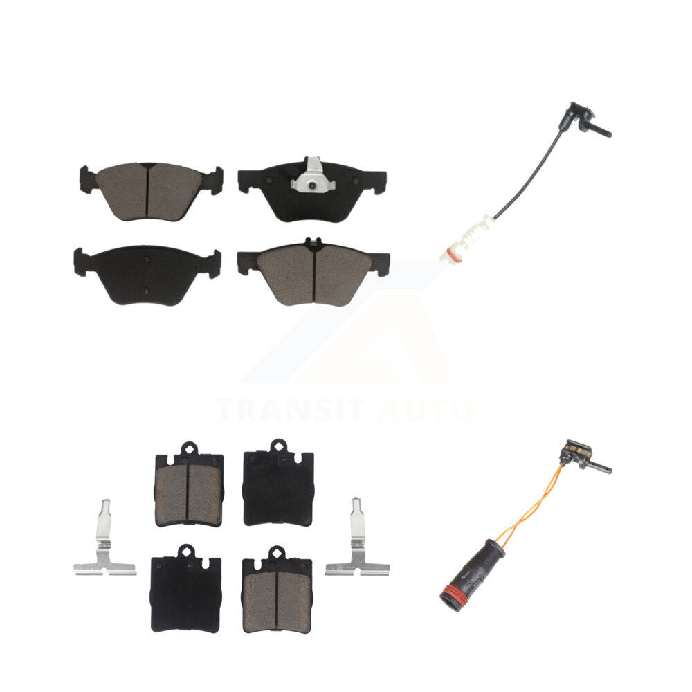 Ceramic Disc Brake Pads And Wear Sensors Front Rear Kit For Mercedes-Benz CLK320