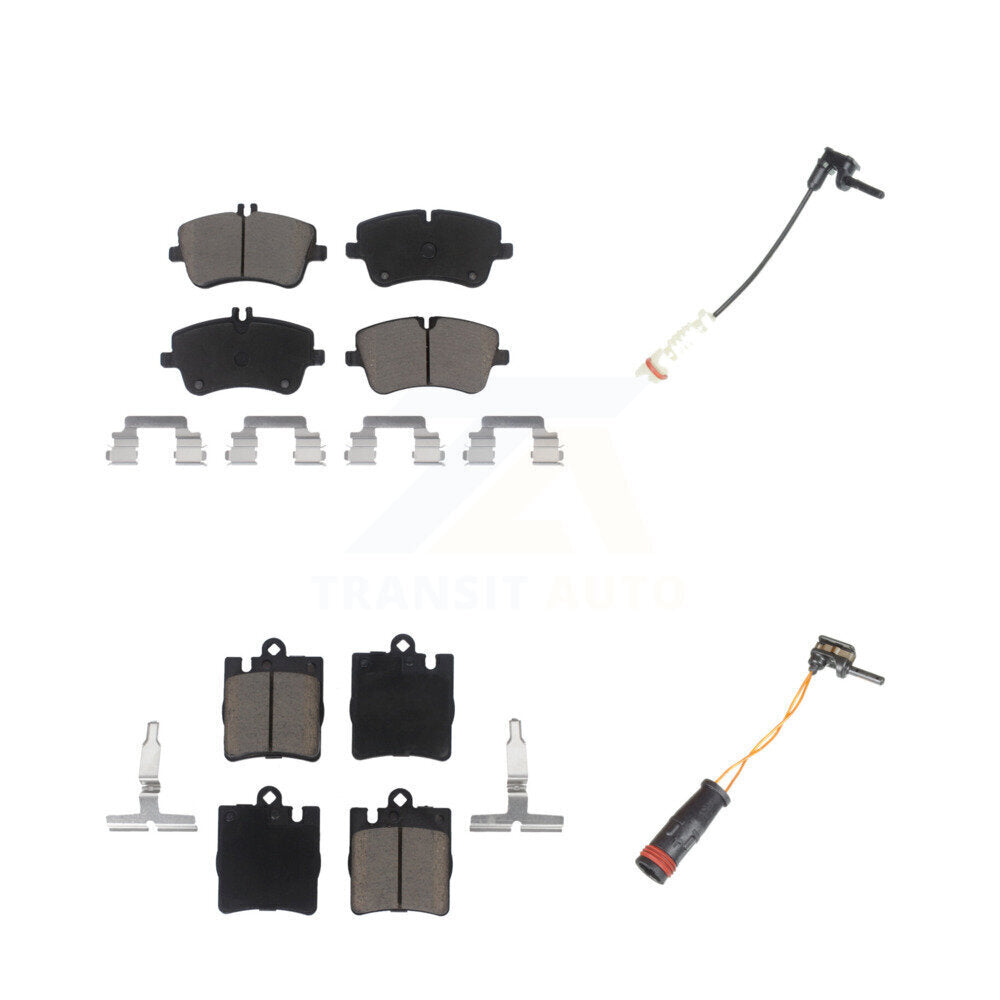 Ceramic Disc Brake Pads And Wear Sensors Front Rear Kit For Mercedes-Benz CLK320
